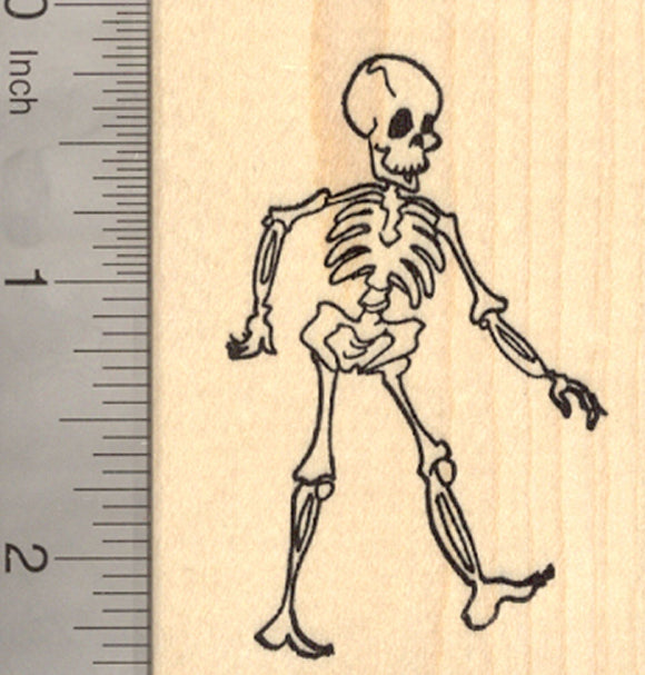 Halloween Smiling Skeleton Rubber Stamp, Taking a Walk, Día de Muertos