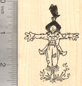 Scarecrow Rubber Stamp, with Crow, Halloween, Farm, Fall