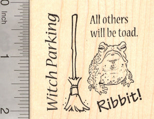Witch Parking Rubber Stamp, Halloween, All others will be toad