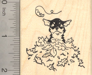 Chihuahua Dog Rubber Stamp, in Autumn Leaves