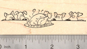 Thanksgiving Dog Rubber Stamp, Puppies Drooling over Turkey