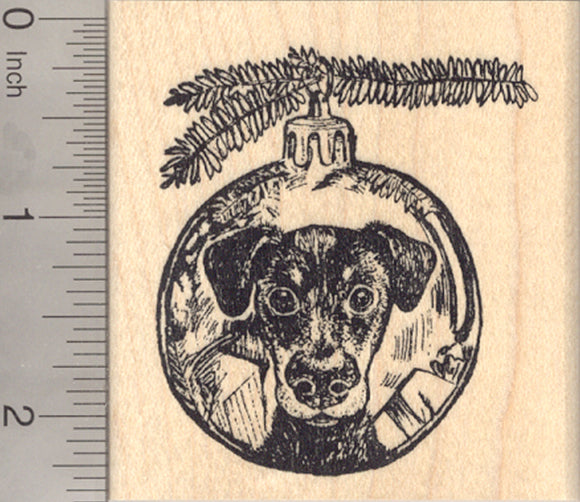 Dog Christmas Ornament Rubber Stamp, Dachshund