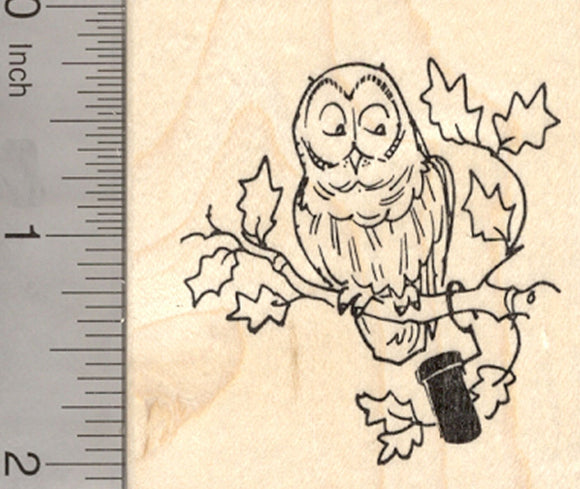 Geocaching Rubber Stamp, Micro cache with Owl
