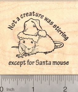 Christmas Santa Mouse Rubber Stamp, Not a Creature Was Stirring