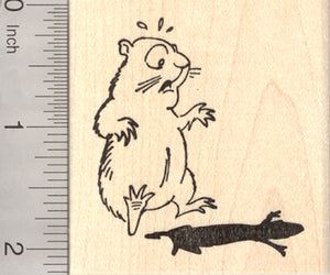 Groundhog Day Rubber Stamp, Ground Hog sees his shadow, Woodchuck, Marmot