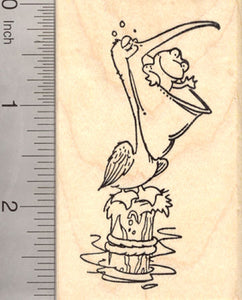 Pelican with a Frog in his Throat Rubber Stamp, Get Well Soon