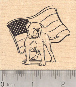 American Bulldog Rubber Stamp, Dog with Flag