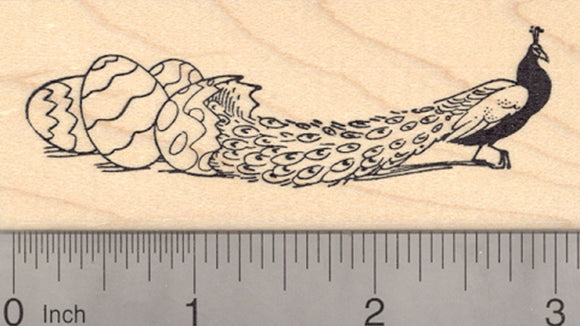 Easter Peacock Rubber Stamp, Hatching from Egg