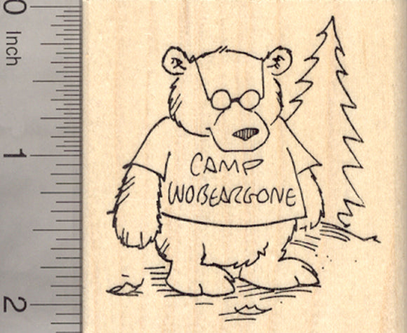 Camp Counselor Bear Rubber Stamp, Wobeargone, Camping