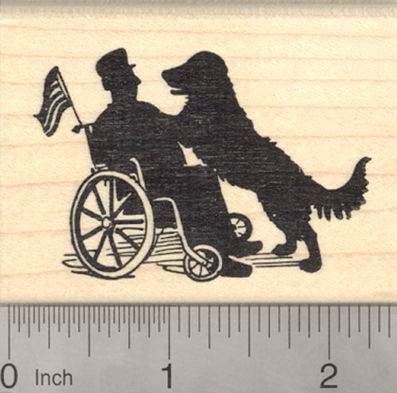 Military Dog Rubber Stamp, Therapy Labrador Retriever, Wheelchair Veteran