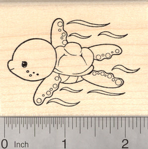 Sea Turtle Rubber Stamp, Marine Wildlife, Reptile