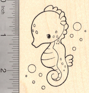Seahorse Rubber Stamp, Hippocampus, Cute Sea Horse, Fish