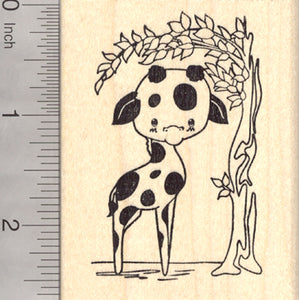 Giraffe Rubber Stamp, Cute African Wildlife, With Tree
