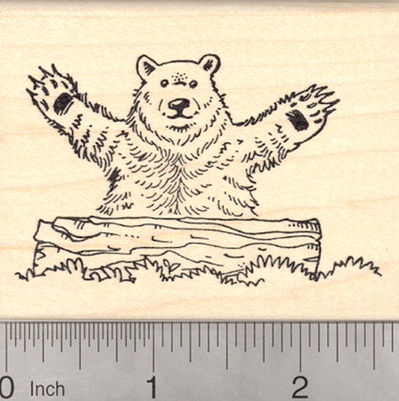 Bear Hug Rubber Stamp, Brown Bear, Kodiak, Grizzly