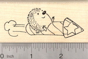Hedgehog 4th of July Rubber Stamp, Riding on Firecracker Rocket
