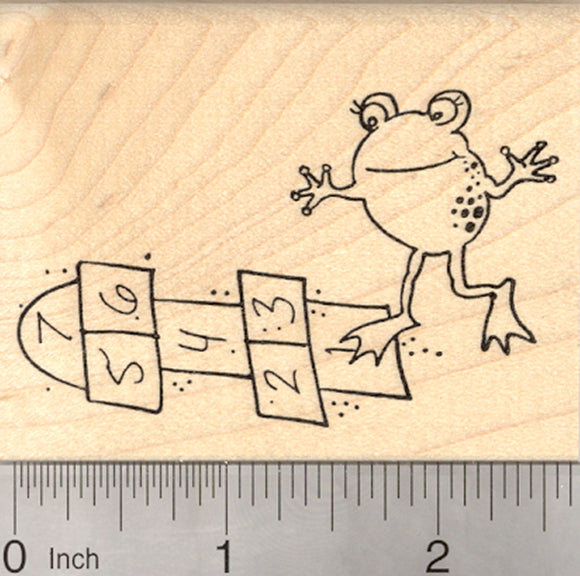 Hopscotch Frog Rubber Stamp, Playground Game, Back to School Series