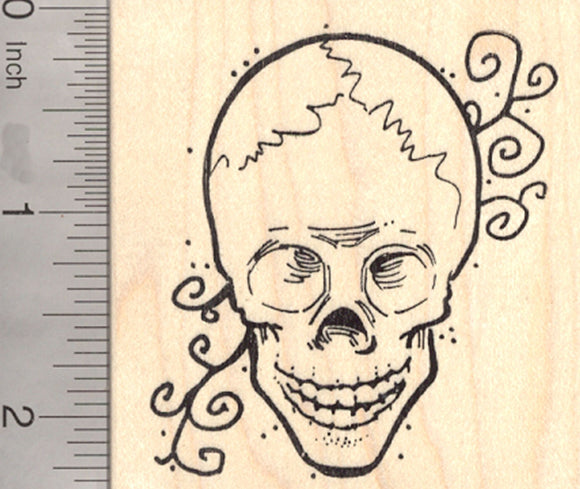 Human Skull Rubber Stamp, Halloween, Day of the Dead, Día de los Muertos