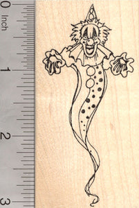 Deranged Clown Halloween Rubber Stamp, Scary Apparition, Circus Series
