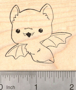 Halloween Bat Rubber Stamp, In Flight