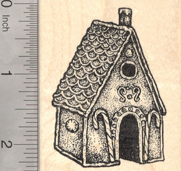 Gingerbread House Rubber Stamp, Christmas Confection, Fairy Tale Witch Home