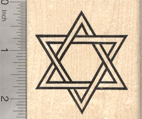 Large Star of David Rubber Stamp, Jewish, 2 1/4