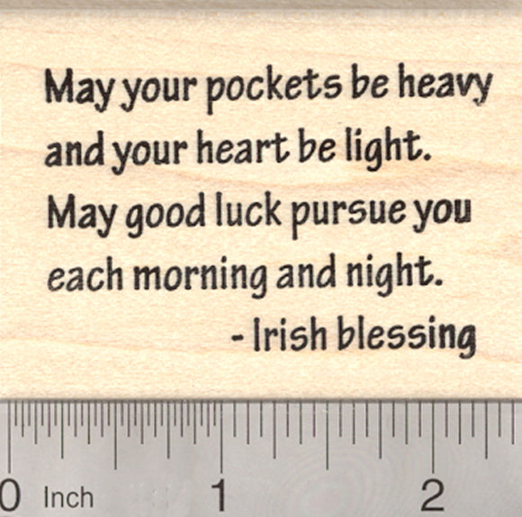 Saint Patrick's Day Rubber Stamp, Irish Blessing, May Good Luck Pursue You