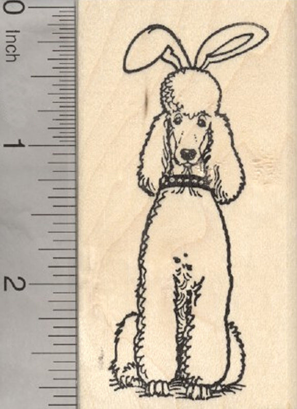 Easter Poodle Rubber Stamp, Dog in Bunny Ears
