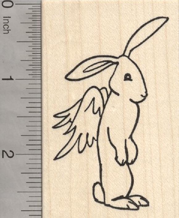 Angel Bunny Rubber Stamp, Rabbit Pet Loss