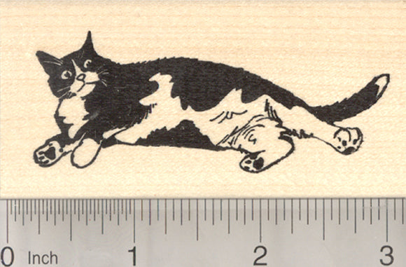 Black and White Cat Rubber Stamp