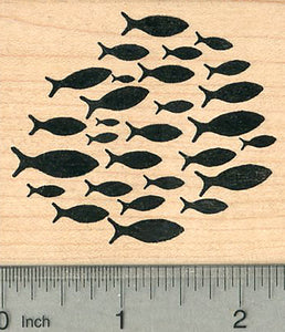 School of Fish Rubber Stamp, Marine Wildlife