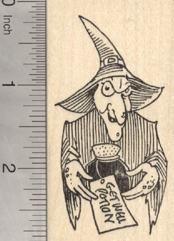 Halloween Witch Rubber Stamp, Get Well Potion