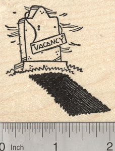 Halloween Grave Rubber Stamp, Cemetery Vacancy