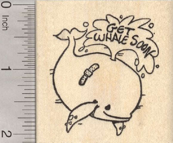 Get Well Whale Rubber Stamp