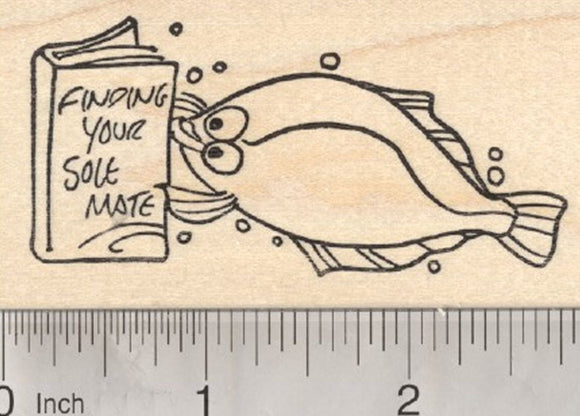 Valentines Day Fish Rubber Stamp, Find your Sole Mate