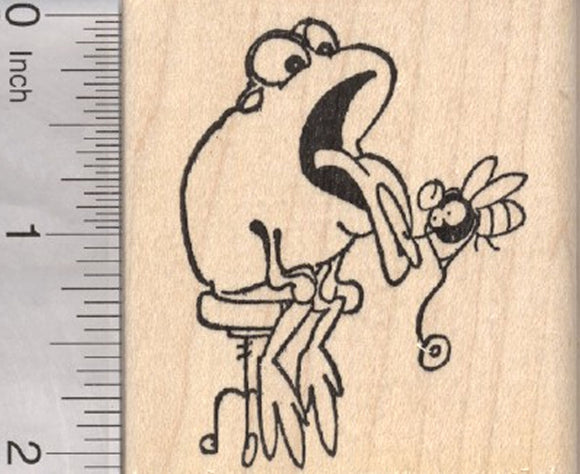 Get Well Frog Rubber Stamp, with Fly Doctor