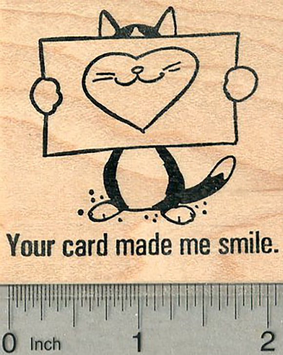 Cat Rubber Stamp, Your card made me smile