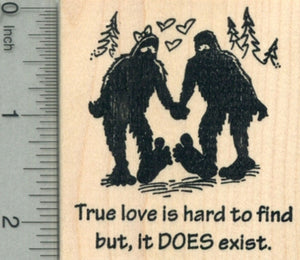 Valentine's Day Bigfoot Rubber Stamp, True Love Does Exist, Sasquatch