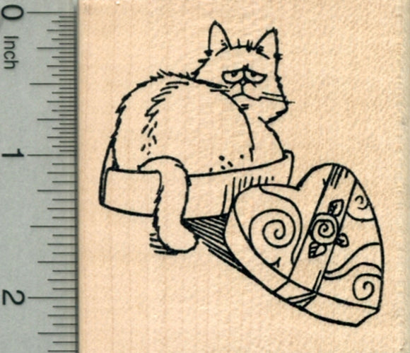 Valentine's Day Cat Rubber Stamp, if I fits, I sits in Chocolate Box