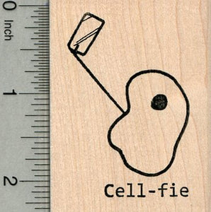 Cell-fie Rubber Stamp, Cell Taking a Selfie