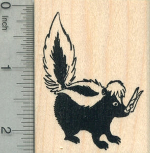 Skunk Rubber Stamp, with Clothespin on Nose