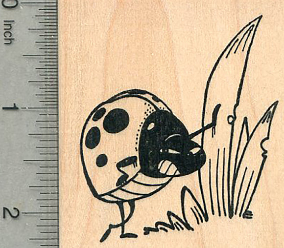 Lady's Ladybug Rubber Stamp, Flirty Ladybird Beetle