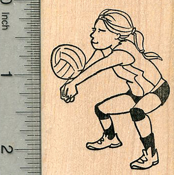 Volleyball Player Rubber Stamp, Girl