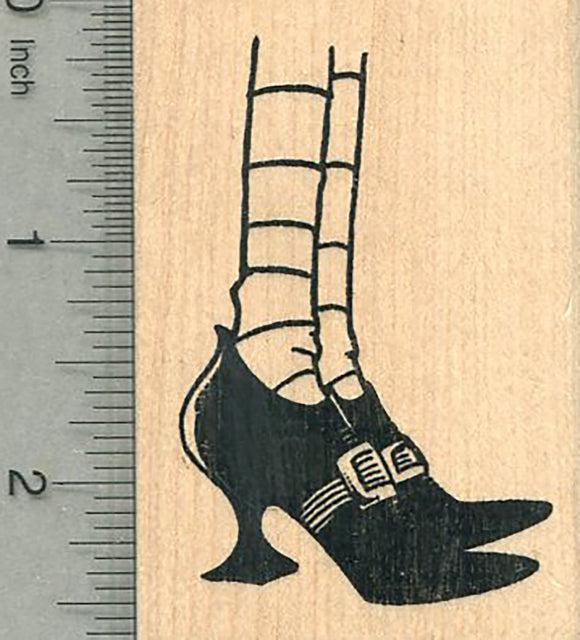 Witch Legs Rubber Stamp, Halloween Shoes