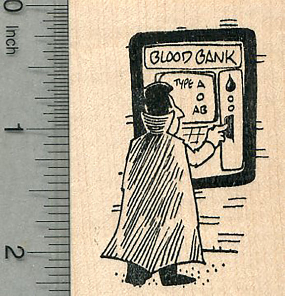 Vampire ATM Rubber Stamp, Halloween Blood Bank Machine