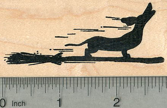 Dachshund Witch Rubber Stamp, Howling Halloween