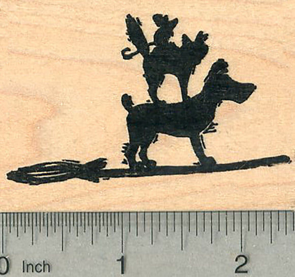 Halloween Pets Rubber Stamp, Witch Cat, Dog, and Mouse