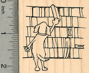 Dog Library Rubber Stamp, Reading Series