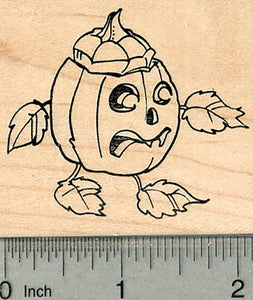 Halloween Pumpkin Rubber Stamp, Walking Jack-O-Lantern