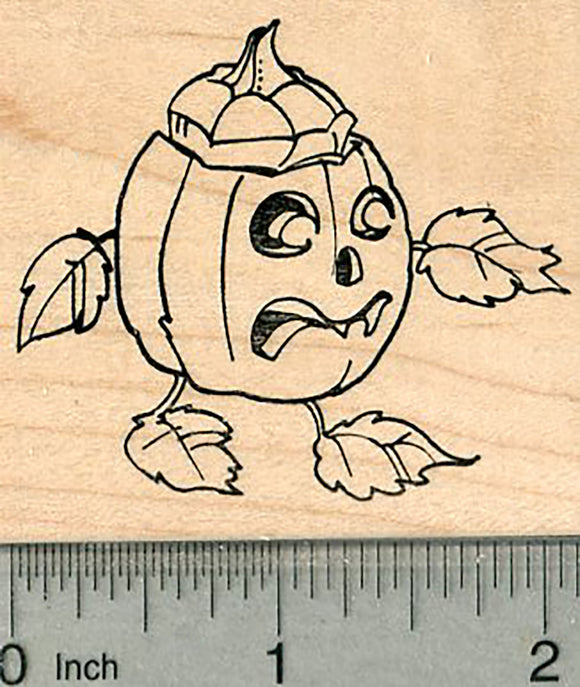 Halloween Pumpkin Rubber Stamp, Walking Jack-O-Lantern