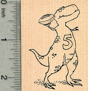 American Football Dinosaur Rubber Stamp, T-rex with Ball